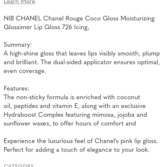 Chanel-Coco Rouge Lip Gloss (726 Icing) - Picture 4 of 5